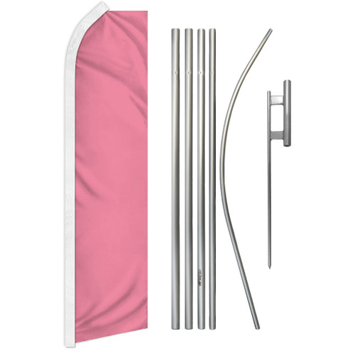 Pink Solid Color Super Flag & Pole Kit