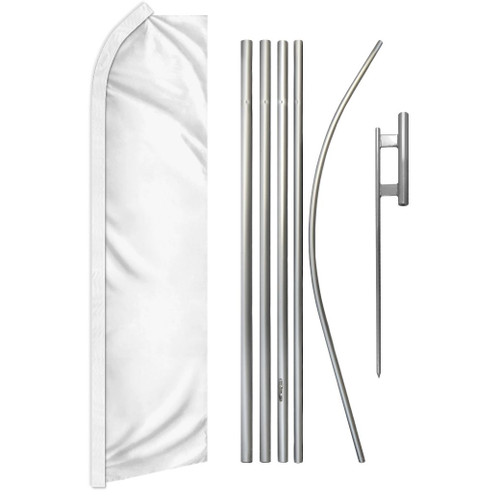 White Solid Color Super Flag & Pole Kit