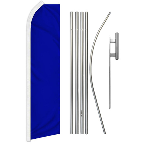 Blue Solid Color Super Flag & Pole Kit