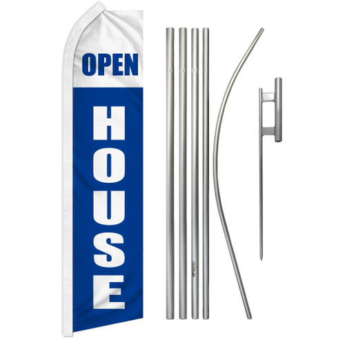 Open House (Blue & White) Super Flag & Pole Kit