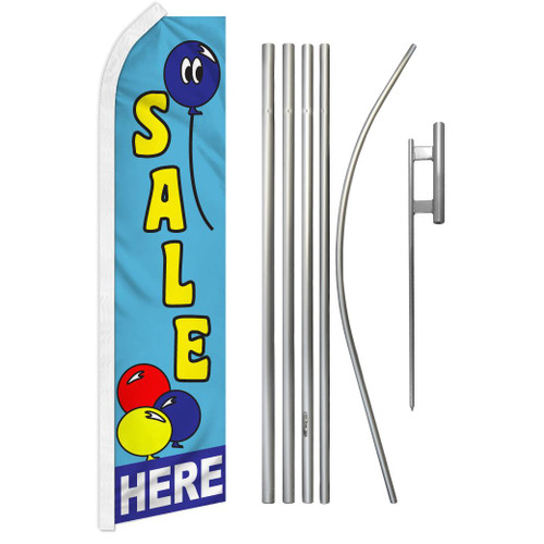 Sale Here (Balloons) Super Flag & Pole Kit