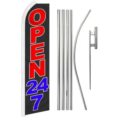 Open 24/7 Super Flag & Pole Kit
