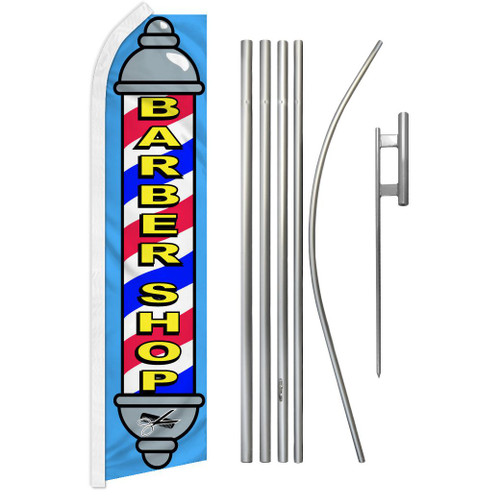 Barber Shop Super Flag & Pole Kit