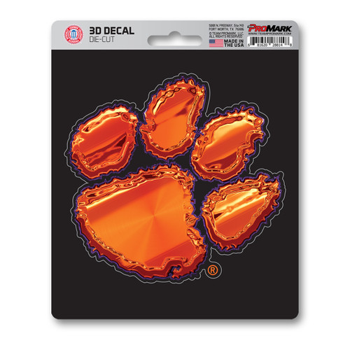 Clemson Tigers 3D Decal "Paw Print" Logo