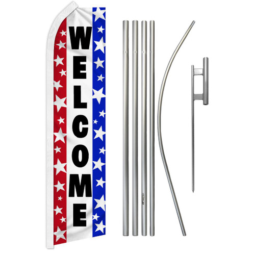 Welcome (Stars) Super Flag & Pole Kit