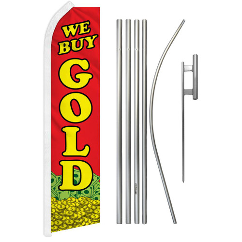 We Buy Gold (Red) Super Flag & Pole Kit