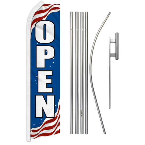 Open (Patriotic) Super Flag & Pole Kit