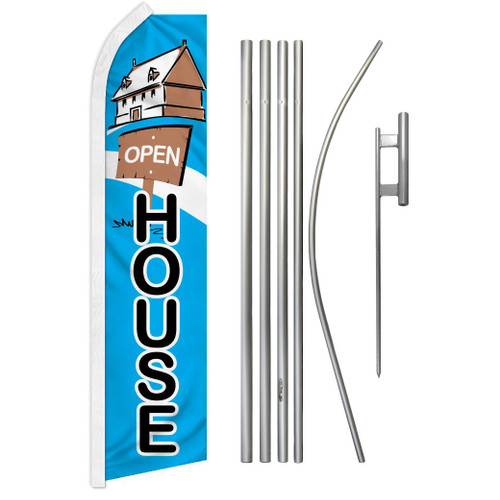 Open House with Sign Super Flag & Pole Kit