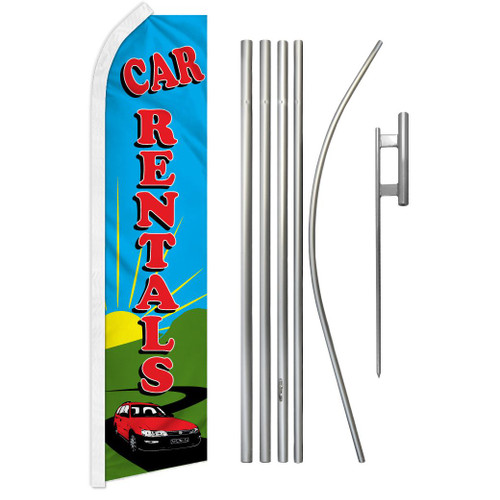 Car Rentals Super Flag & Pole Kit