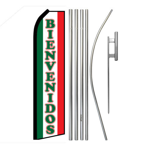 Bienvenidos (Red & Green) Super Flag & Pole Kit