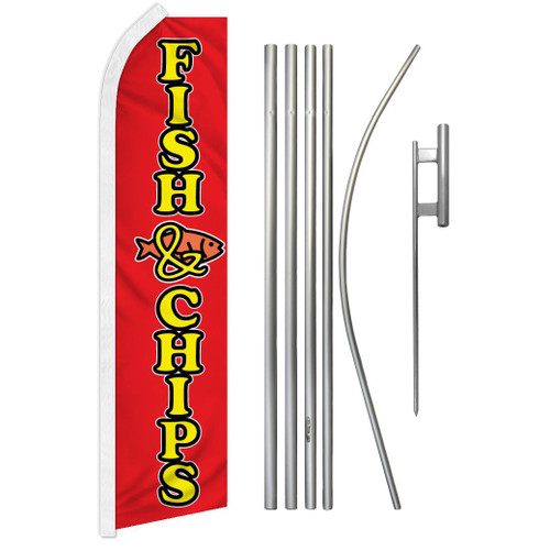 Fish & Chips Super Flag & Pole Kit