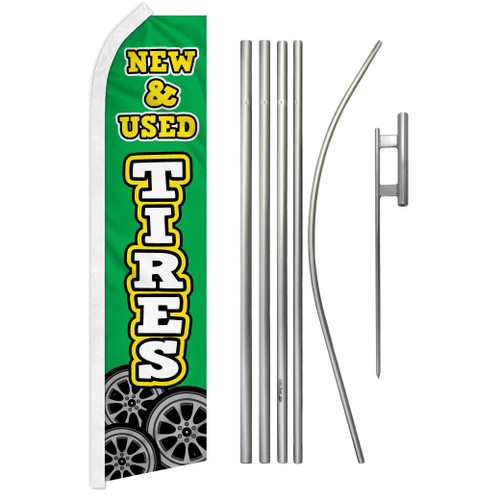 New & Used Tires Super Flag & Pole Kit