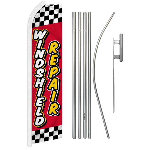 Windshield Repair (Red & Yellow) Super Flag & Pole Kit