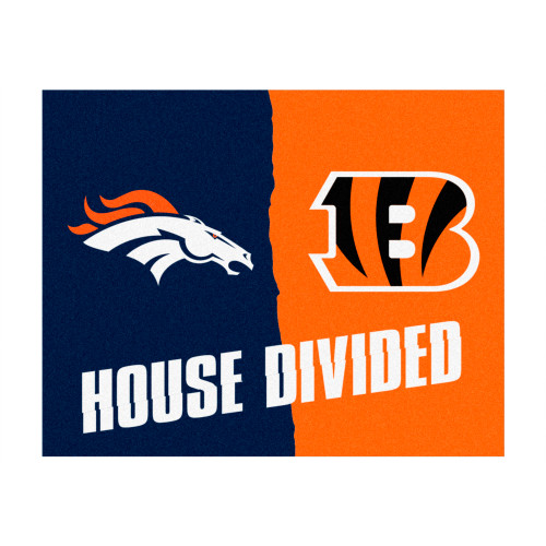 NFL House Divided - Broncos / Bengals House Divided Mat House Divided Multi