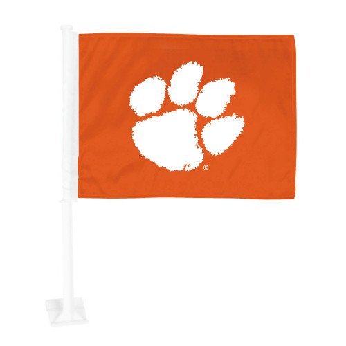 Clemson University - Clemson Tigers Car Flag Tiger Paw Primary Logo Orange