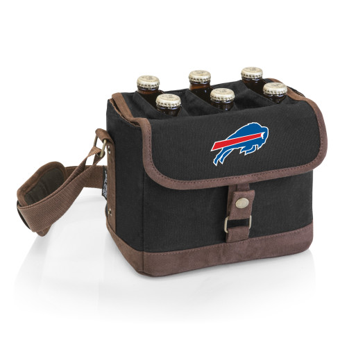 Buffalo Bills Beer Caddy Cooler Tote with Opener, (Black with Brown Accents)