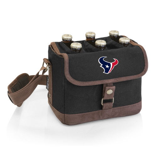 Houston Texans Beer Caddy Cooler Tote with Opener, (Black with Brown Accents)