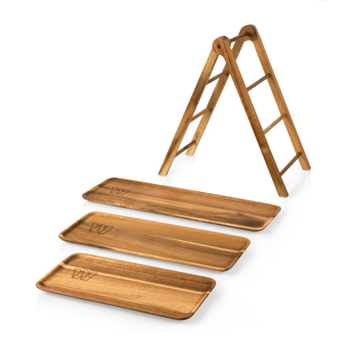 Washington Commanders Serving Ladder 3 Tiered Serving Station, (Acacia Wood)