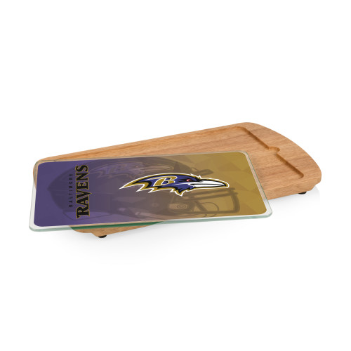 Baltimore Ravens Billboard Glass Top Serving Tray, (Parawood)