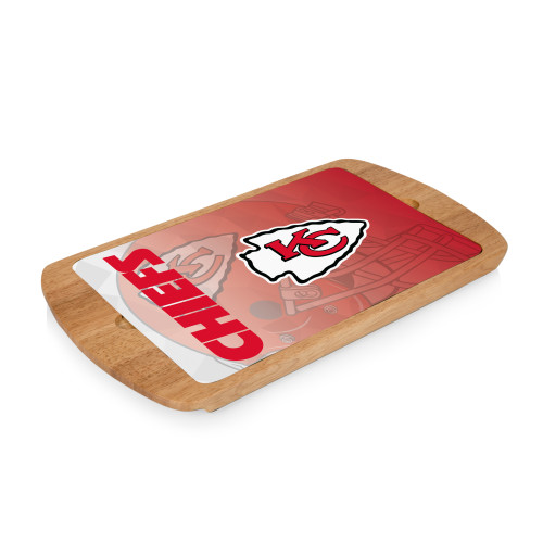 Kansas City Chiefs Billboard Glass Top Serving Tray, (Parawood)