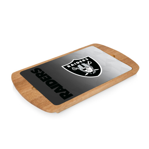 Las Vegas Raiders Billboard Glass Top Serving Tray, (Parawood)