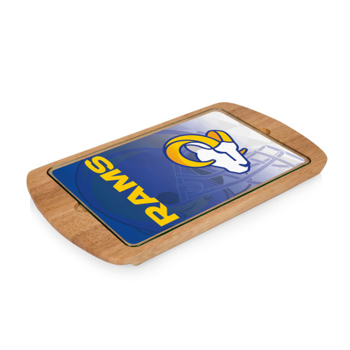 Los Angeles Rams Billboard Glass Top Serving Tray, (Parawood)