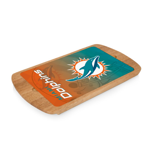 Miami Dolphins Billboard Glass Top Serving Tray, (Parawood)