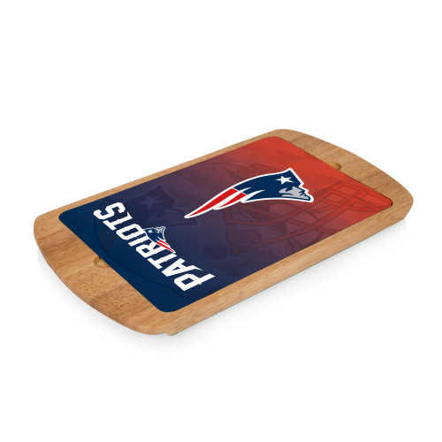 New England Patriots Billboard Glass Top Serving Tray, (Parawood)