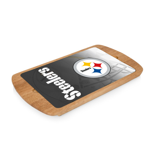 Pittsburgh Steelers Billboard Glass Top Serving Tray, (Parawood)