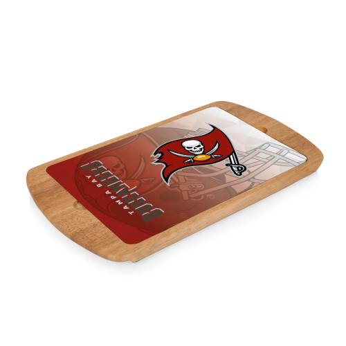 Tampa Bay Buccaneers Billboard Glass Top Serving Tray, (Parawood)