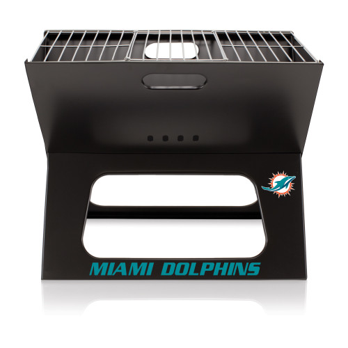 Miami Dolphins X-Grill Portable Charcoal BBQ Grill, (Black)