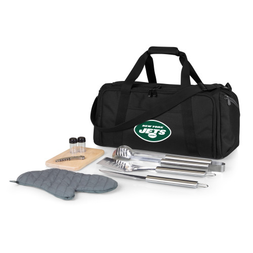 New York Jets BBQ Kit Grill Set & Cooler, (Black)