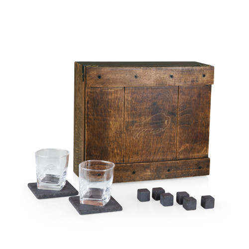 Buffalo Bills Whiskey Box Gift Set, (Oak Wood)