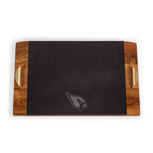 Arizona Cardinals Covina Acacia and Slate Serving Tray, (Acacia Wood & Slate Black with Gold Accents)