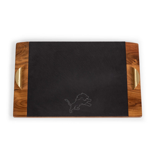Detroit Lions Covina Acacia and Slate Serving Tray, (Acacia Wood & Slate Black with Gold Accents)