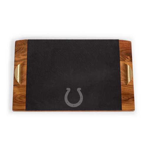 Indianapolis Colts Covina Acacia and Slate Serving Tray, (Acacia Wood & Slate Black with Gold Accents)