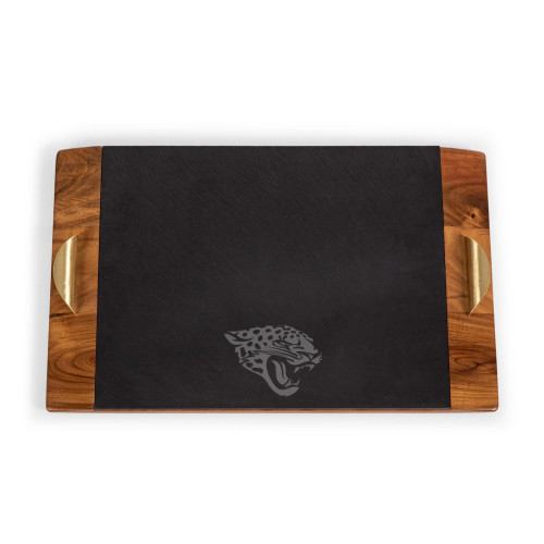 Jacksonville Jaguars Covina Acacia and Slate Serving Tray, (Acacia Wood & Slate Black with Gold Accents)