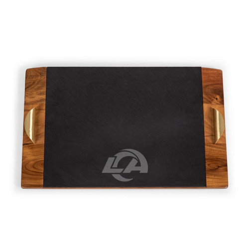 Los Angeles Rams Covina Acacia and Slate Serving Tray, (Acacia Wood & Slate Black with Gold Accents)