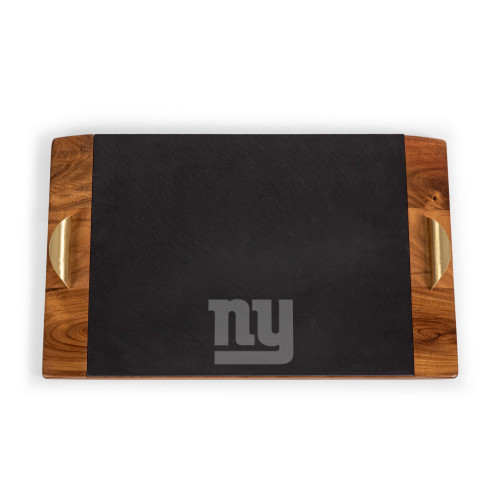 New York Giants Covina Acacia and Slate Serving Tray, (Acacia Wood & Slate Black with Gold Accents)