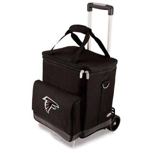 Atlanta Falcons Cellar 6-Bottle Wine Carrier & Cooler Tote with Trolley, (Black with Gray Accents)