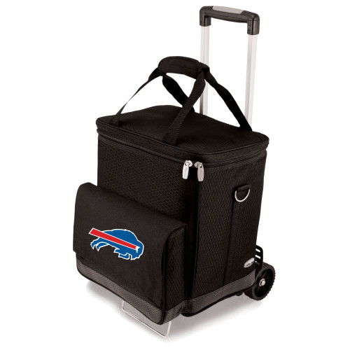 Buffalo Bills Cellar 6-Bottle Wine Carrier & Cooler Tote with Trolley, (Black with Gray Accents)