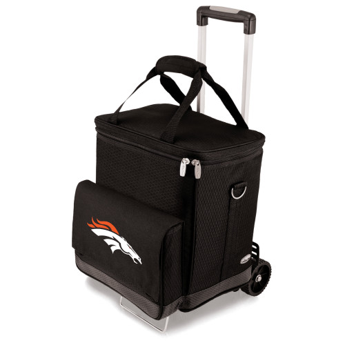 Denver Broncos Cellar 6-Bottle Wine Carrier & Cooler Tote with Trolley, (Black with Gray Accents)