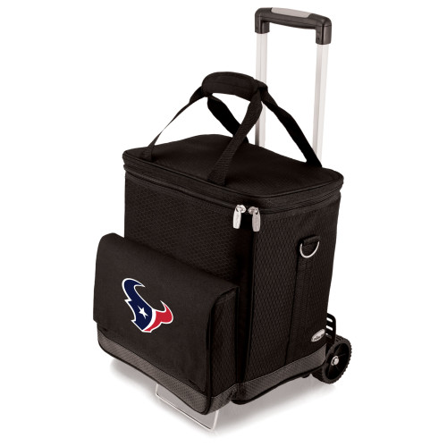 Houston Texans Cellar 6-Bottle Wine Carrier & Cooler Tote with Trolley, (Black with Gray Accents)