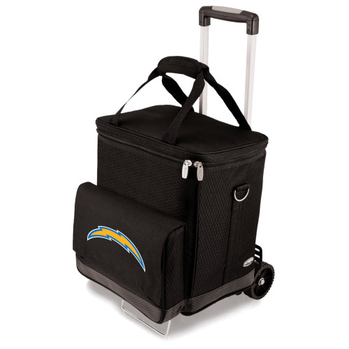 Los Angeles Chargers Cellar 6-Bottle Wine Carrier & Cooler Tote with Trolley, (Black with Gray Accents)