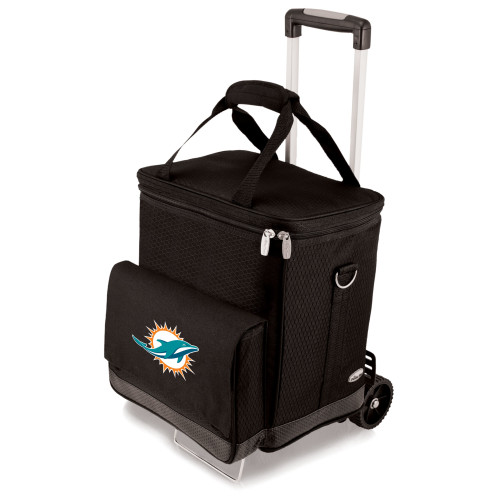 Miami Dolphins Cellar 6-Bottle Wine Carrier & Cooler Tote with Trolley, (Black with Gray Accents)