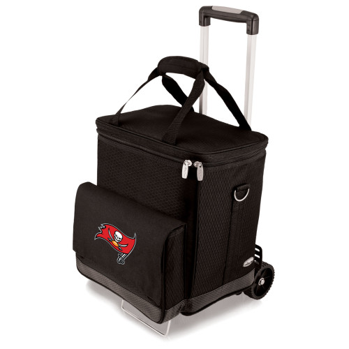 Tampa Bay Buccaneers Cellar 6-Bottle Wine Carrier & Cooler Tote with Trolley, (Black with Gray Accents)
