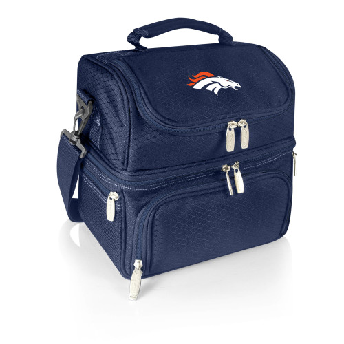 Denver Broncos Pranzo Lunch Bag Cooler with Utensils, (Navy Blue)