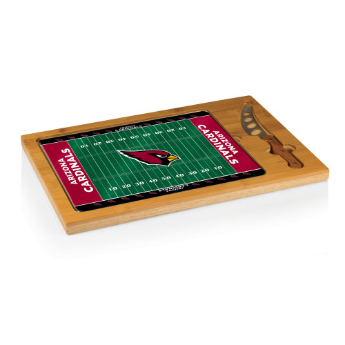 Arizona Cardinals Football Field Icon Glass Top Cutting Board & Knife Set, (Parawood & Bamboo)