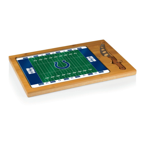 Indianapolis Colts Football Field Icon Glass Top Cutting Board & Knife Set, (Parawood & Bamboo)