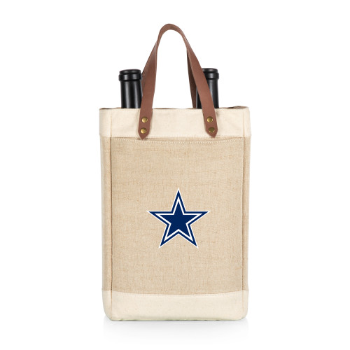 Dallas Cowboys Pinot Jute 2 Bottle Insulated Wine Bag, (Beige)